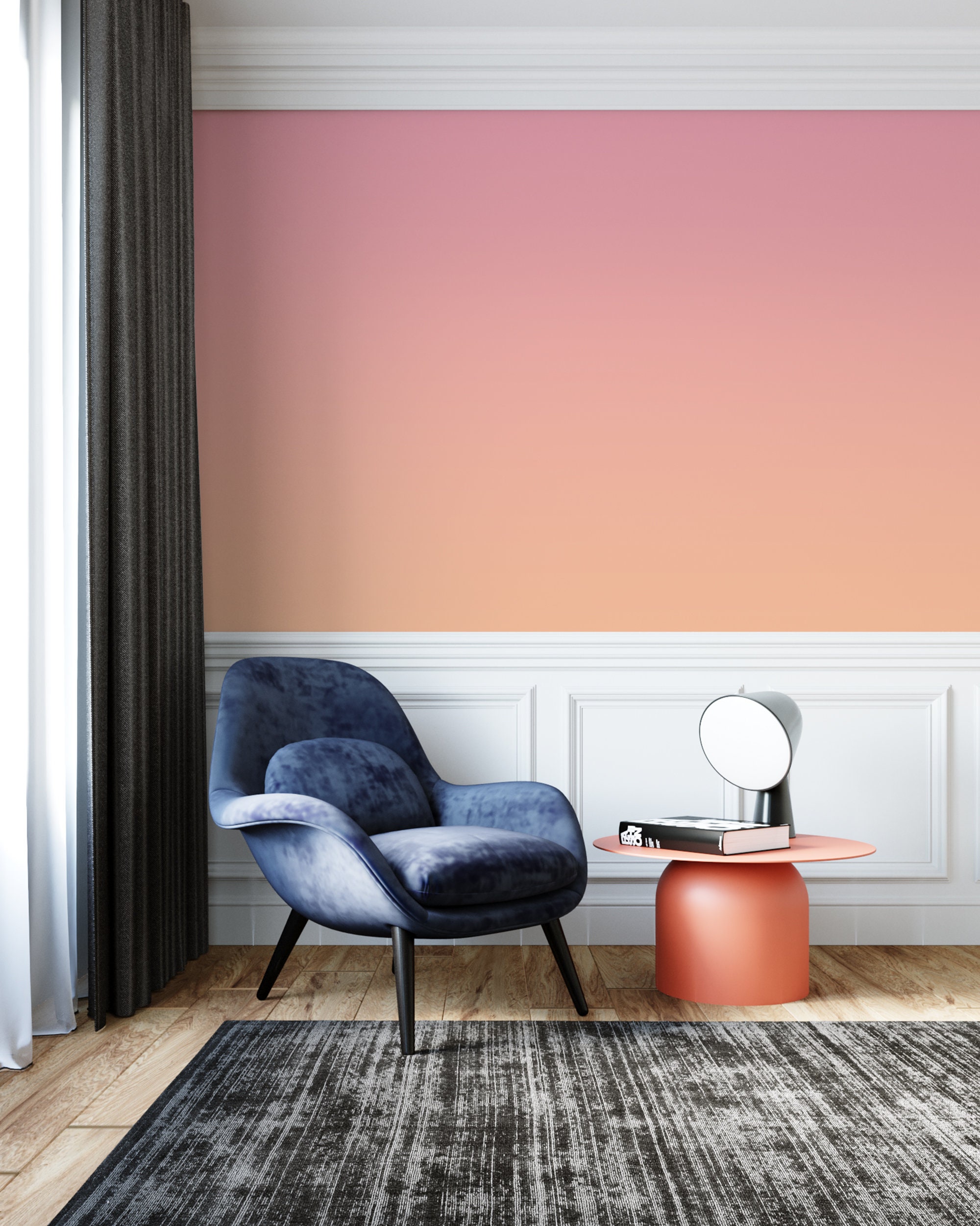 Peel and Stick Wallpaper Pink Color Gradient Sunrise Ombre - Etsy UK