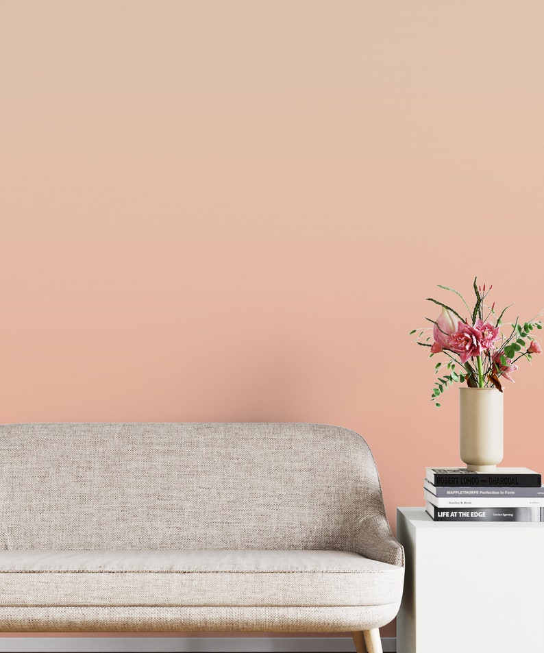 Peel and Stick Wallpaper Peach Color Gradient Soft Pink Ombre - Etsy