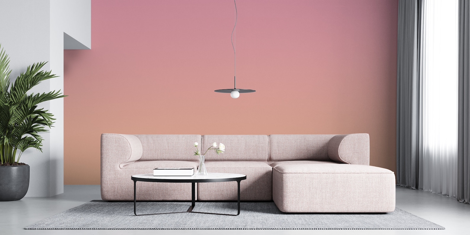 Peel And Stick Wallpaper Pink color gradient Sunrise Ombre | Etsy