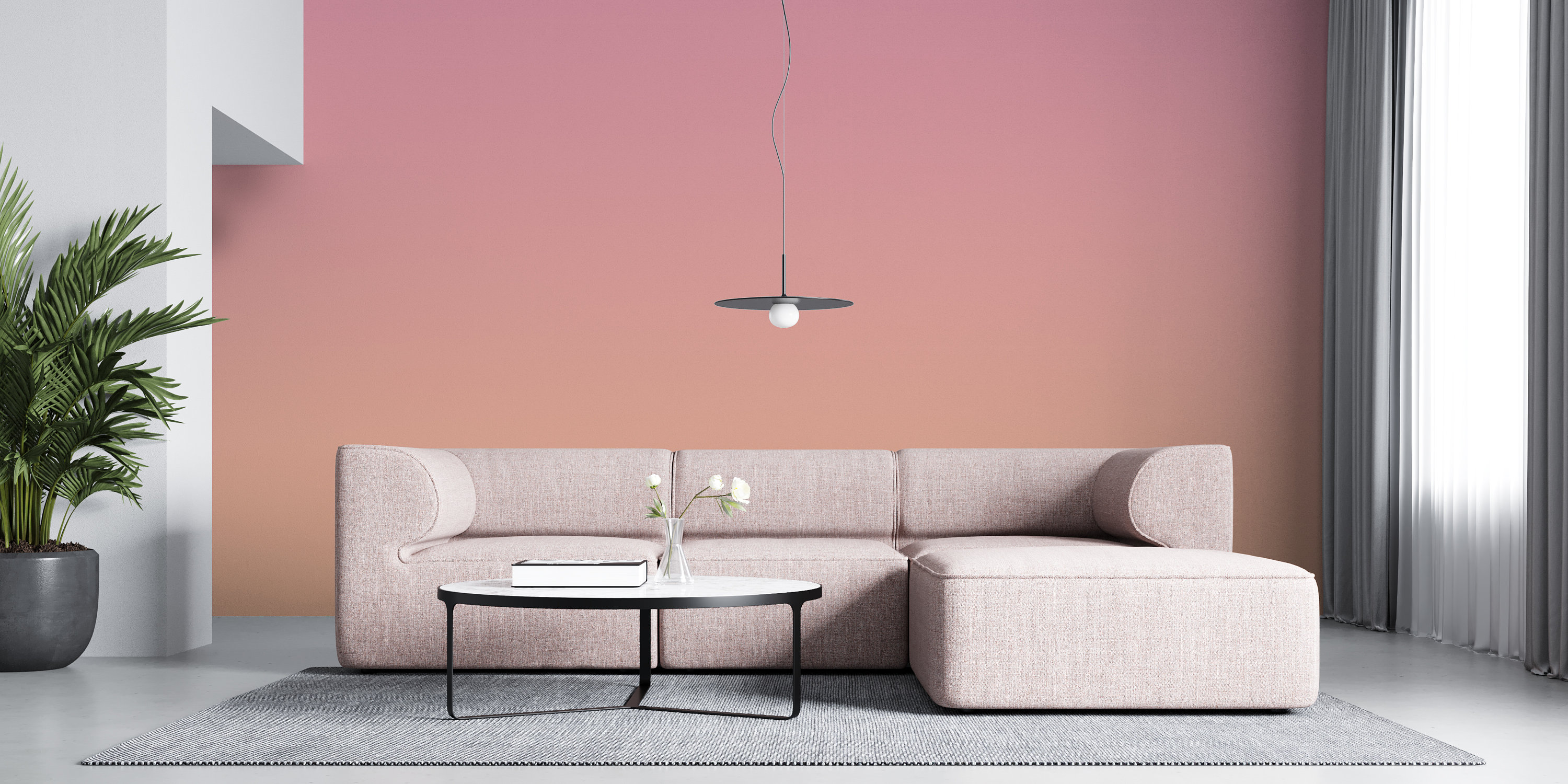 Peel and Stick Wallpaper Pink Color Gradient Sunrise Ombre Etsy UK