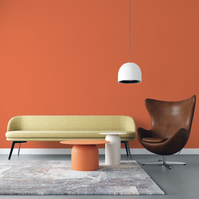 Peel and Stick Wallpaper Orange Solid Color Wallpaper Home Etsy