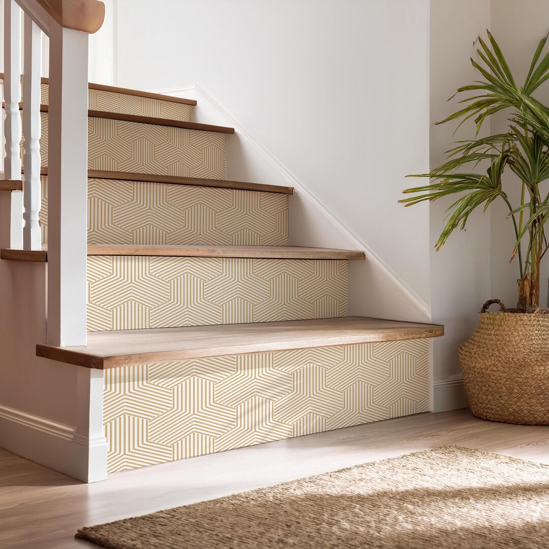 Designer Stair Riser Decals, Stair Riser Decals Yellow White Triangular ...