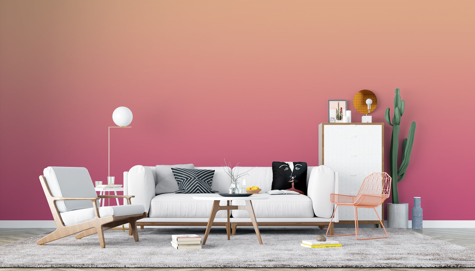 Selfadhesive Wallpaper Pink Color Gradient Fade to Pink Etsy