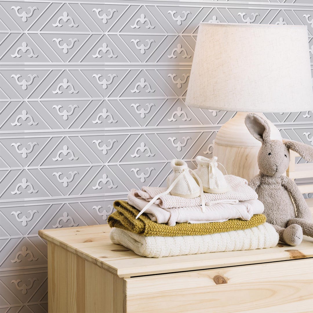 Grey Nursery Wallpaper / Children's Room Decoration / Peel and Stick ...