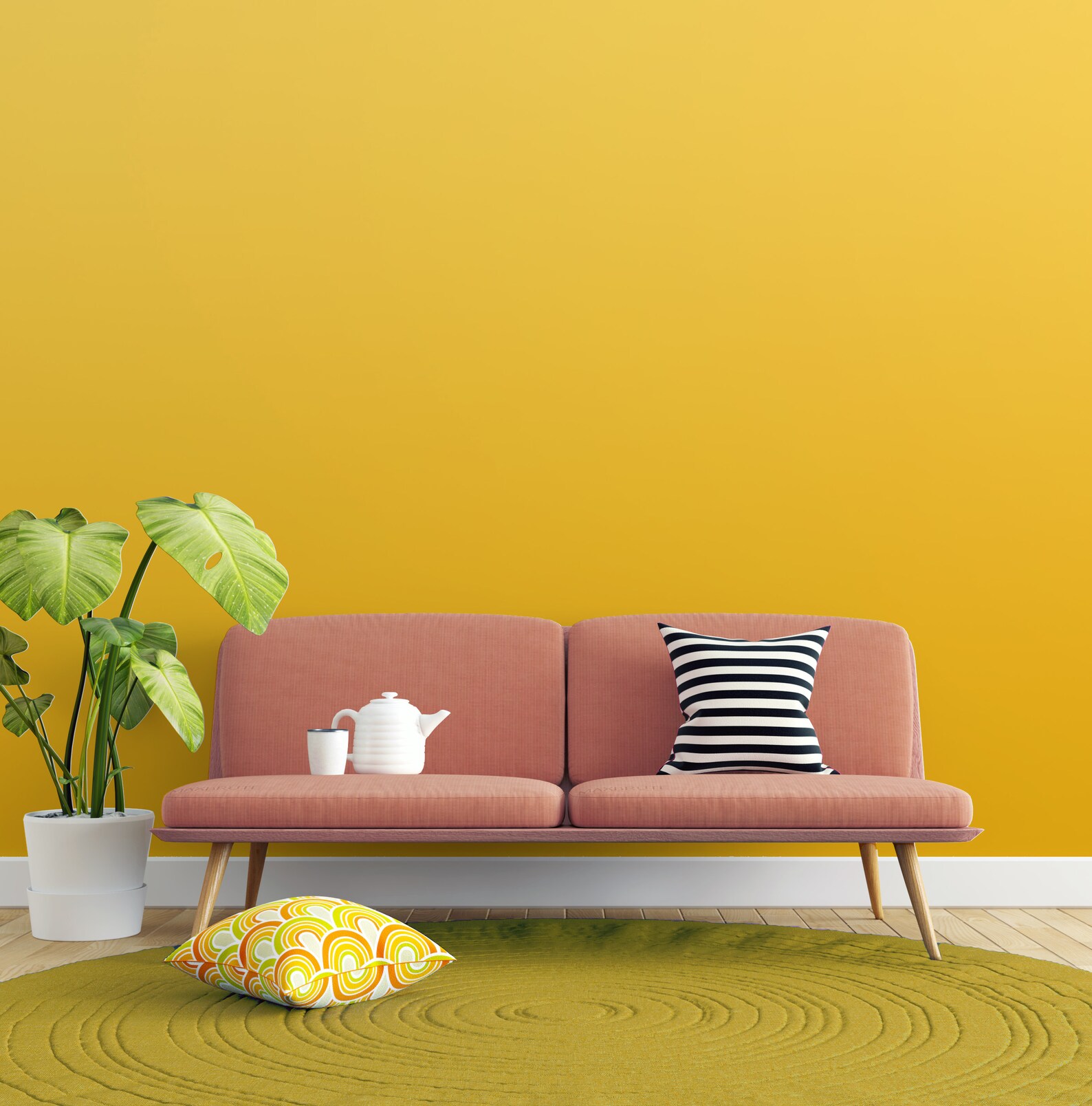 Peel and Stick Wallpaper Bright Yellow Gradient Yellow Ombre Etsy