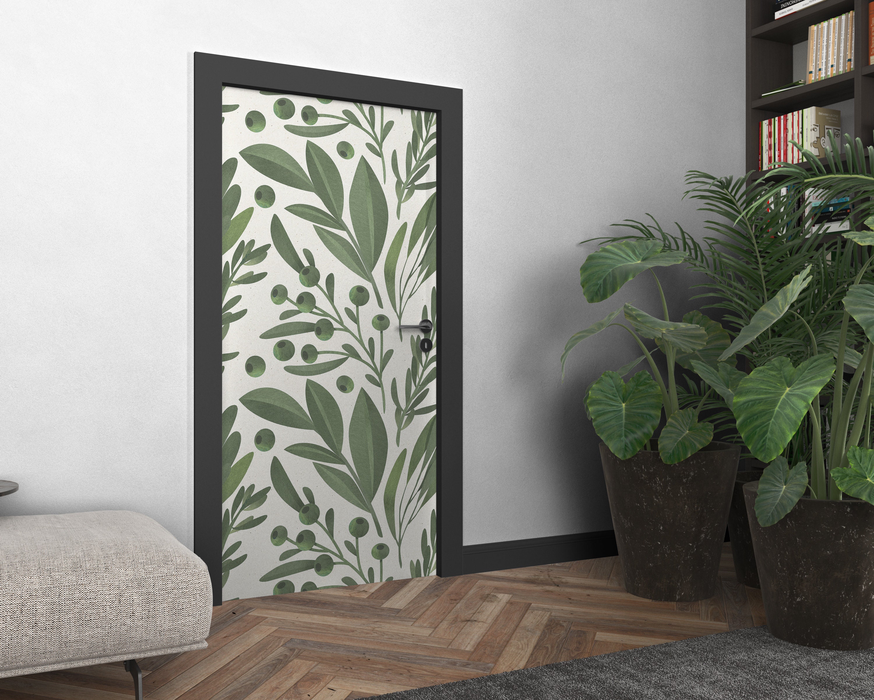 Door Decal with Tropical Leaves Nature Removable Wallpaper Etsy