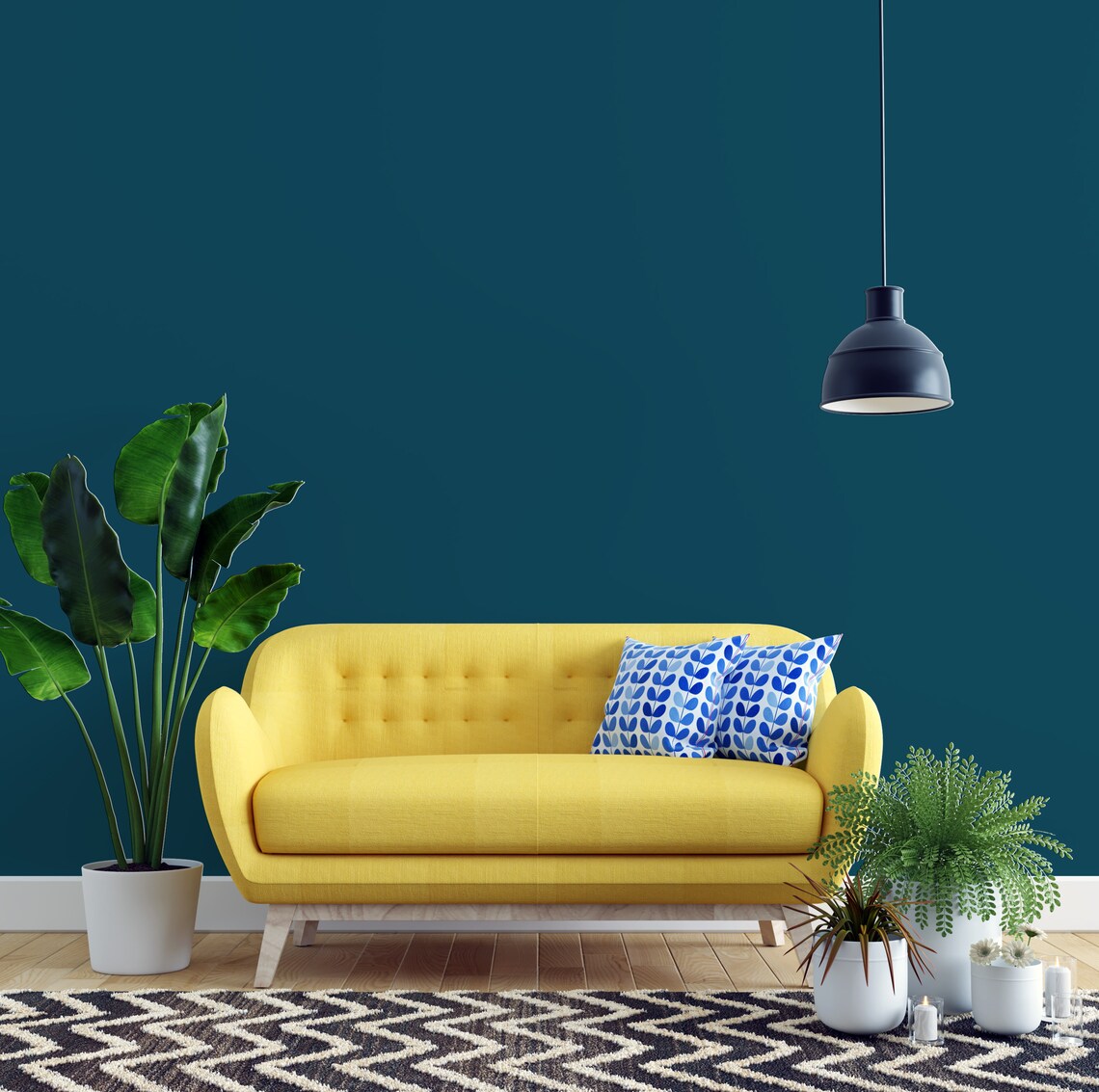 Peel And Stick Wallpaper Blue Green solid color Home Decor | Etsy