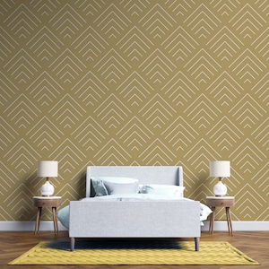 Peel and Stick Abstract Egyptian Gold Geometric Wallpaper - Removable Decorative Wall Covering for Home & Office Accent