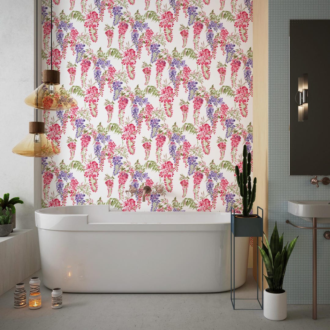 Watercolor Pastel Floral Wallpaper Peel & Stick - Soft Botanical Wall ...