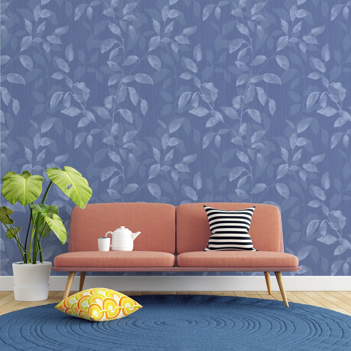 Peel And Stick Wallpaper with Leaves Nature Wallpaper for Etsy