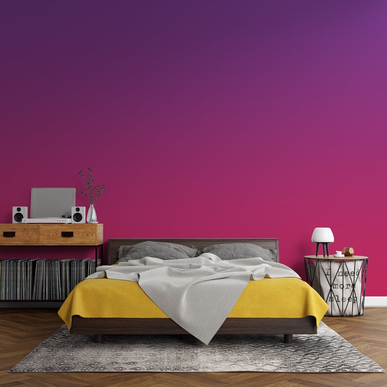 Peel and Stick Wallpaper Purple Cherry Gradient Cerise Ombre | Etsy