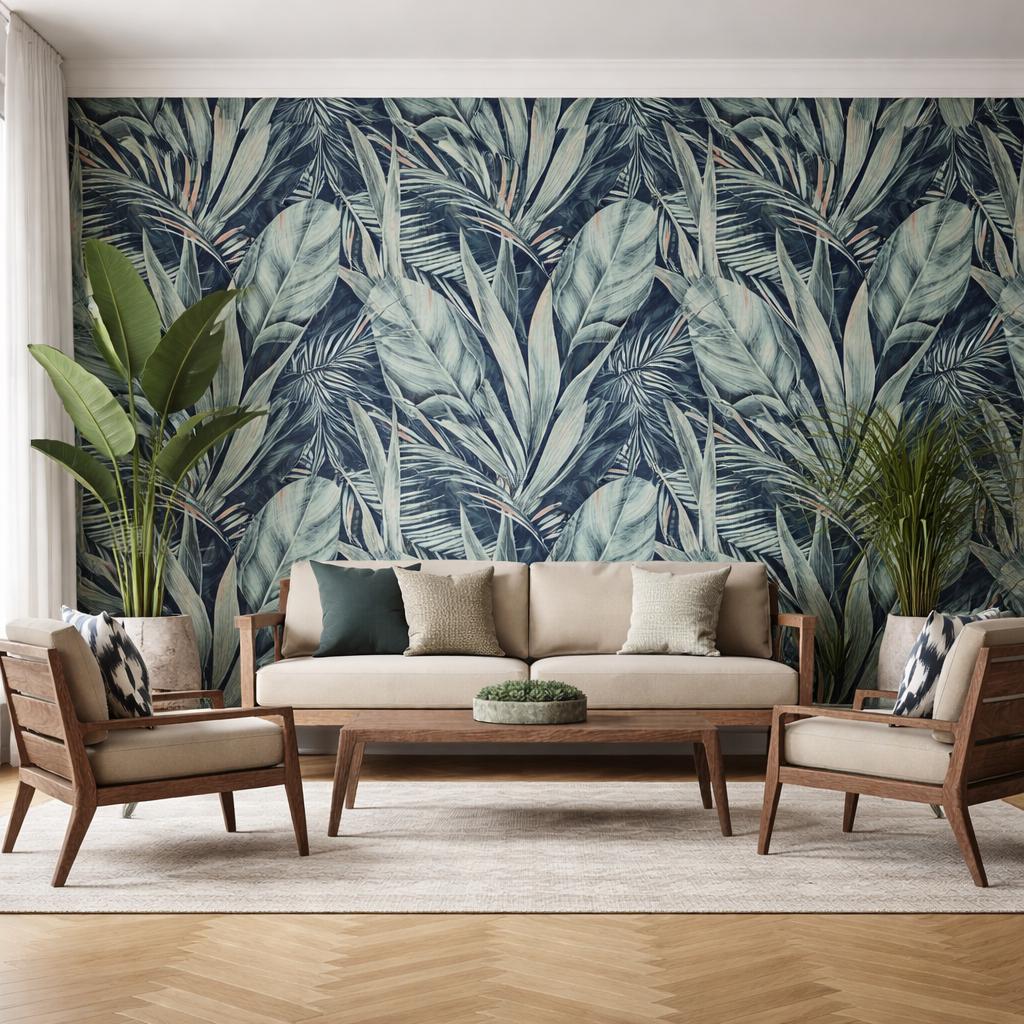 Dark Tropical Leaf Wallpaper Peel and Stick Botanical Accent Wall ...