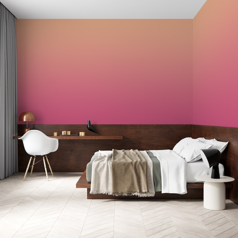 Selfadhesive Wallpaper Pink Color Gradient Fade to Pink Etsy