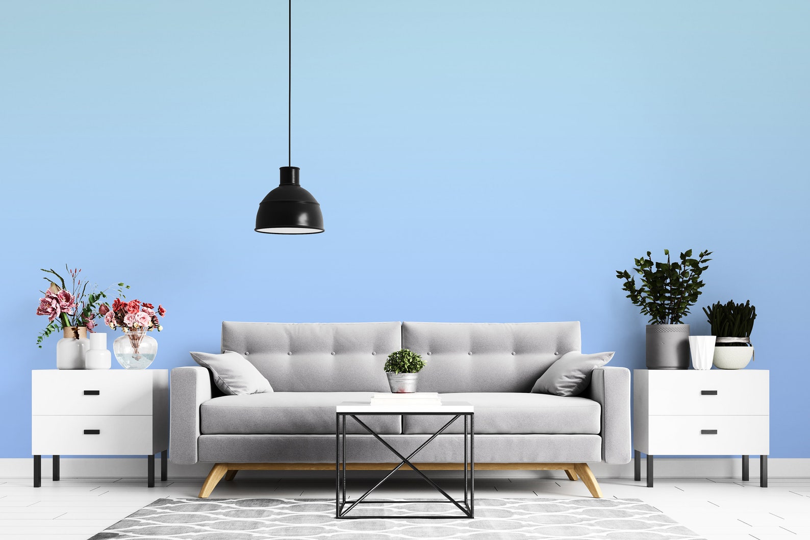 Baby Blue Ombre Removable Wallpaper Blue Color Gradient Etsy