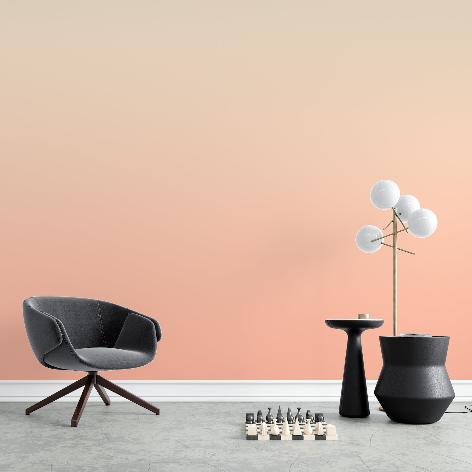 Peel and Stick Wallpaper Peach Color Gradient, Soft Pink Ombre