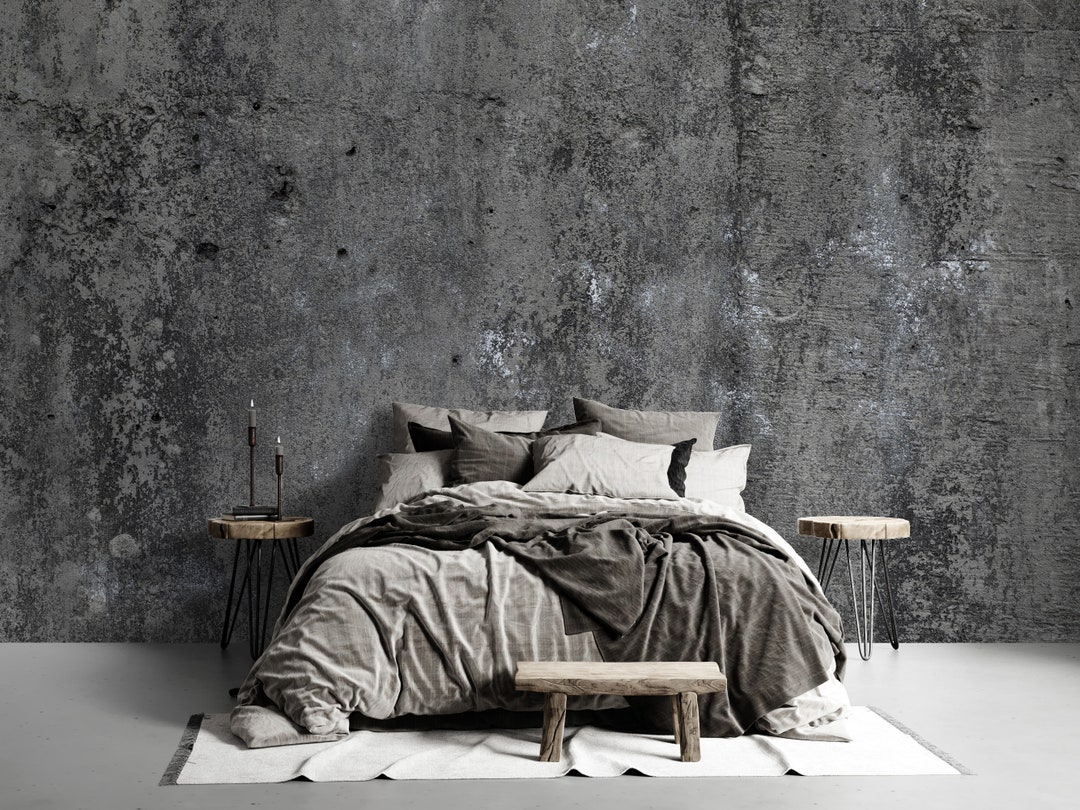 Self-adhesive Bedroom Wallpaper Concrete Wall Peel and Stick - Etsy