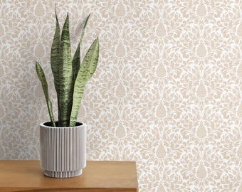 Minimalist Beige Boho Wallpaper Peel Stick Botanical Neutral Wall Decor Removable Mural