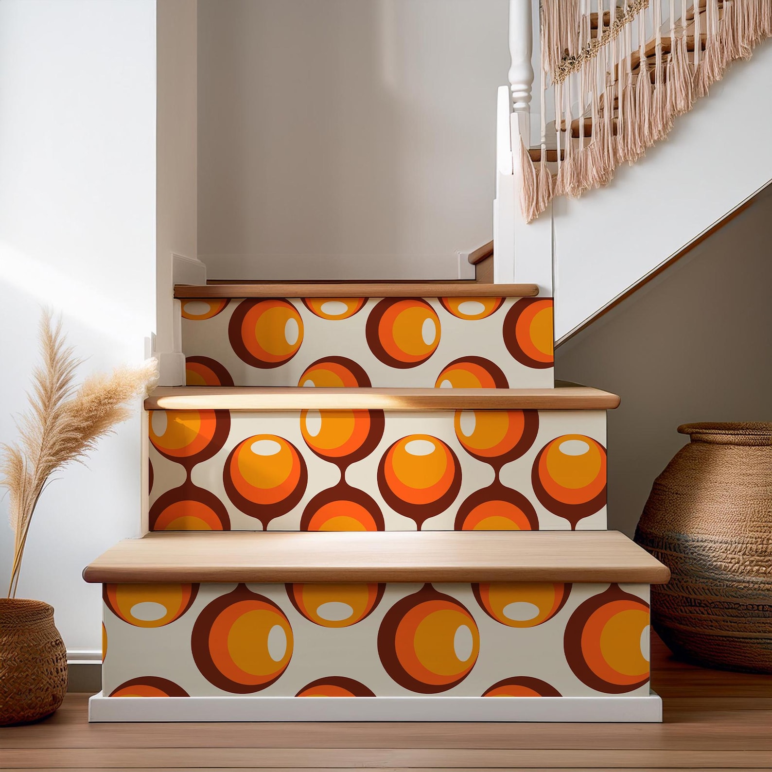 Groovy 60s Stair Riser Decals: Retro Orange Circle Pattern - Etsy