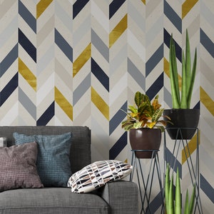 Carta da parati adesiva con motivo a zig-zag, rimovibile, autoadesiva, motivo geometrico, decorazione per camera da letto