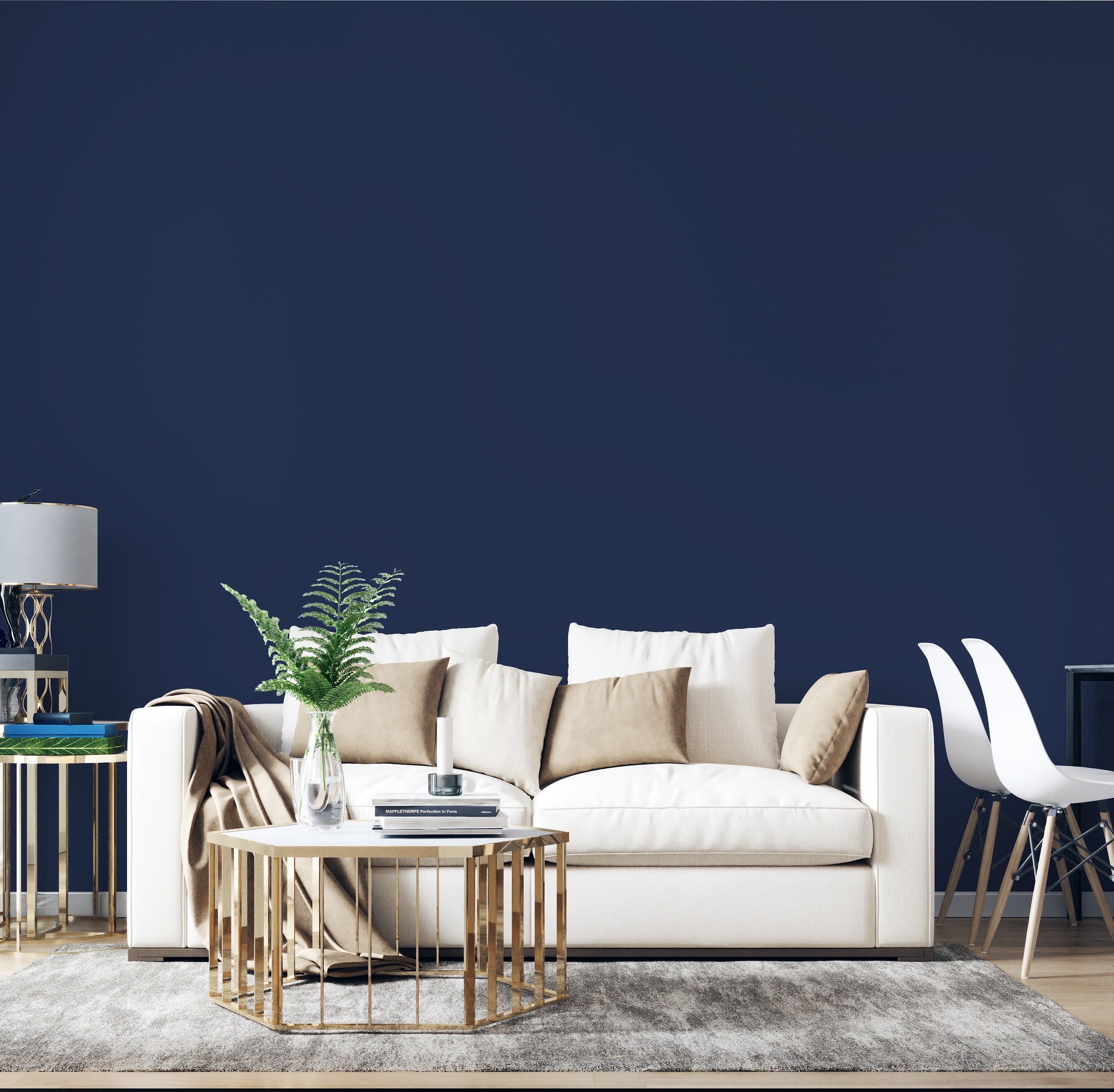 Peel And Stick Wallpaper Dark Blue solid color Wallpaper for Etsy