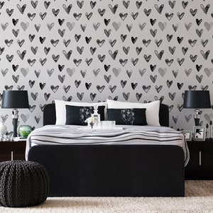 Peel and Stick Wallpaper With a Heart Pattern Wallpaper With - Etsy
