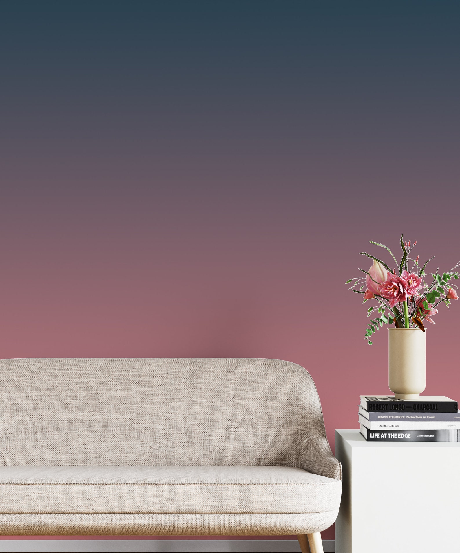 Peel And Stick Wallpaper Pink color gradient Sunset Ombre Etsy