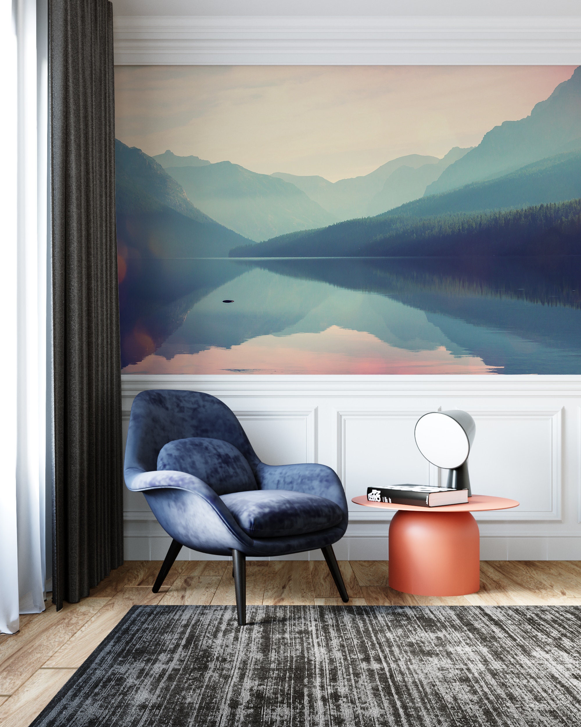 Peel and Stick Mural With Mountain View Nature Wallpaper - Etsy