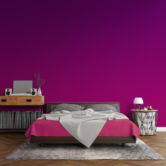 Peel and Stick Wallpaper Purple Cherry Gradient Cerise Ombre | Etsy