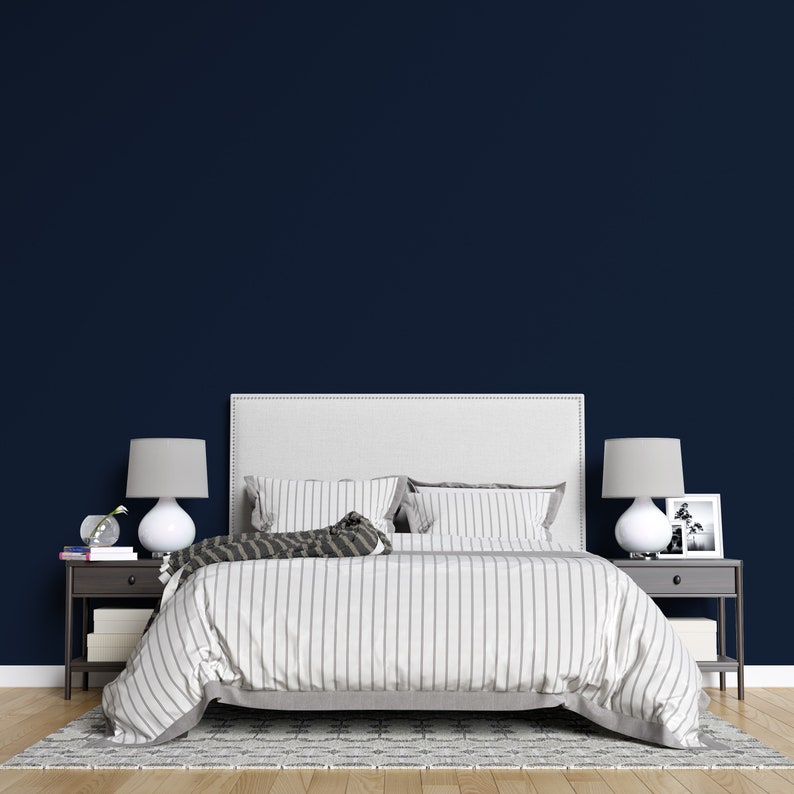 Navy Blue Wallpaper Peel and Stick Wallpaper Wallpaper for Etsy