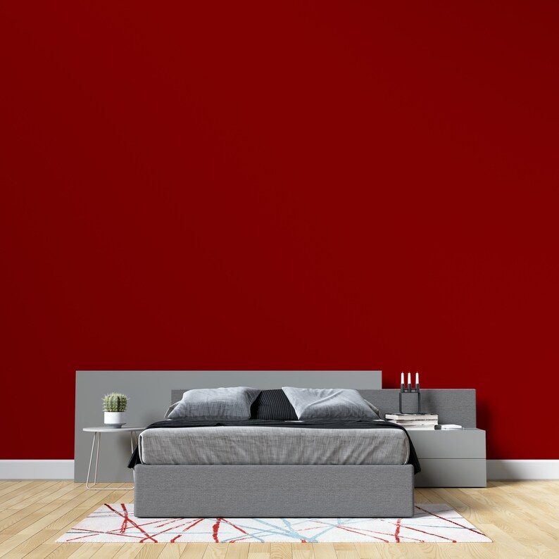 Peel and Stick Wallpaper Red Solid Color Home Decor Etsy