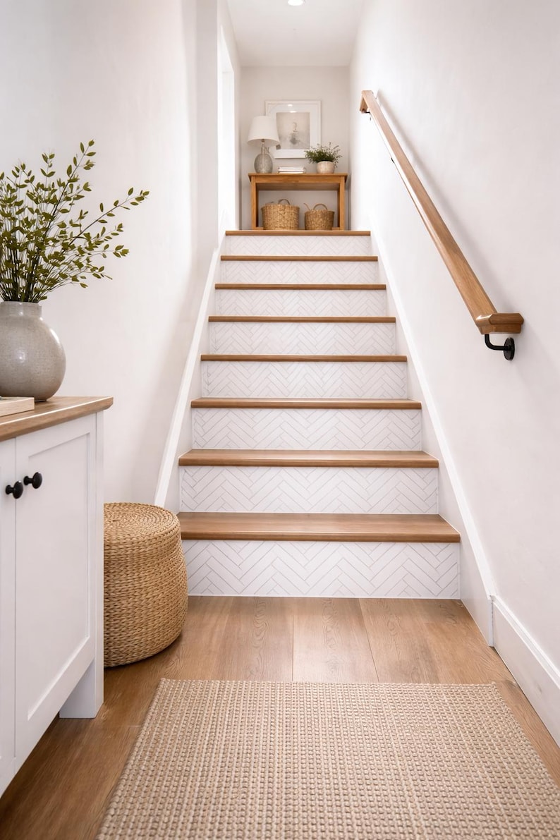 Peel and Stick Stair Risers White Minimalist Scandinavian Riser Decals ...