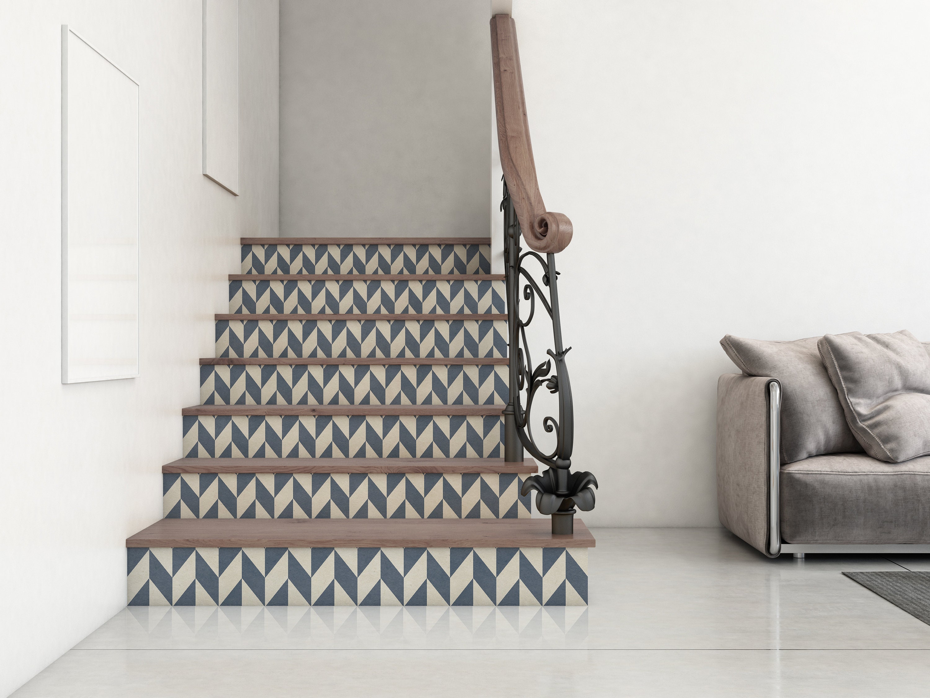 Stair Riser Removable Wallpaper with Chevron Pattern SET OF Etsy