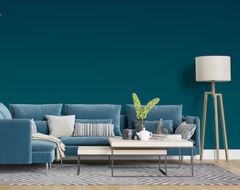Teal Ombre Peel and Stick Wallpaper – Gradient Wall Mural, Removable Accent Wall