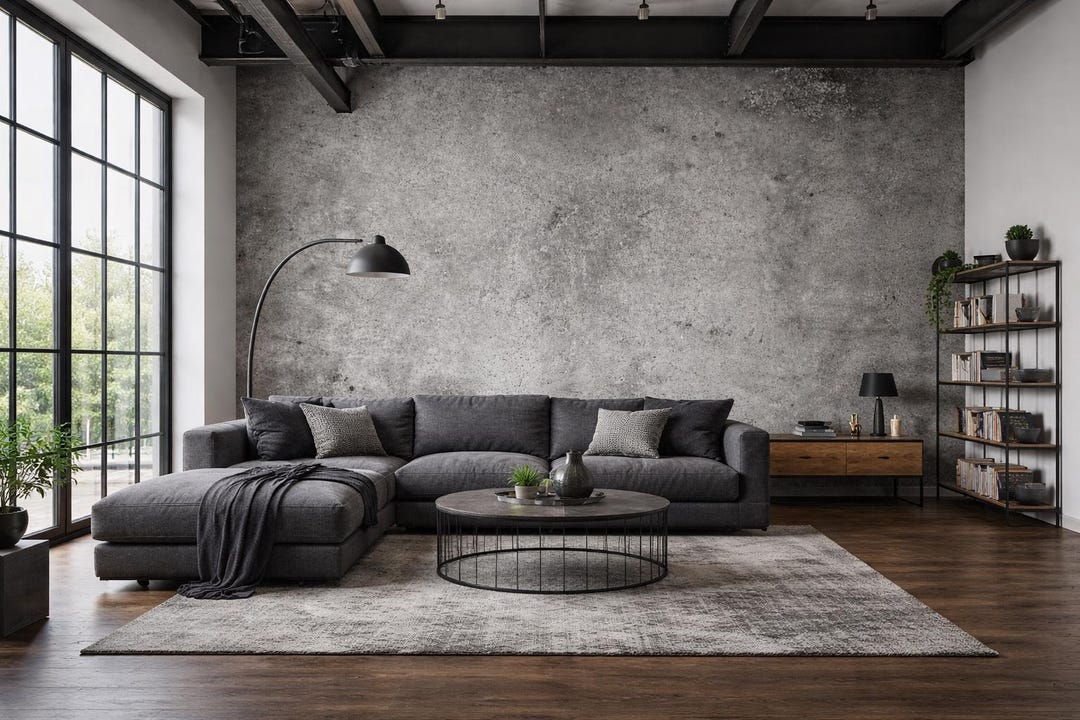 Concrete Wall Mural – Industrial Textured Wallpaper Effect Peel and ...