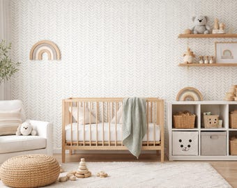 Sage Green Nursery Peel & Stick Herringbone Wallpaper Calm Wall Decor