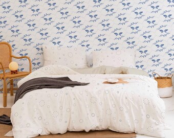 Blue Floral Removable Wallpaper: Peel and Stick Home Decor