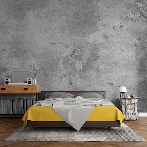 Concrete Wall Mural Peel and Stick, Industrial Design Removable Wallpaper, Limewash Gray Texture, Modern Accent Wall Decor