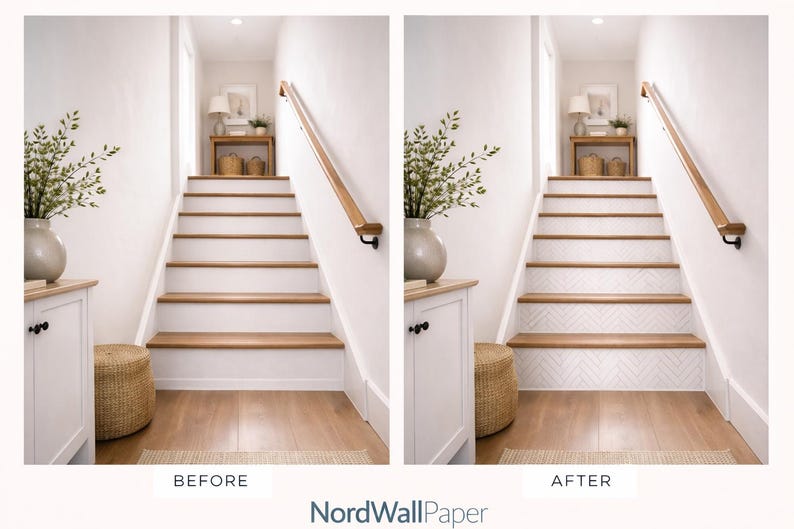 Peel and Stick Stair Risers White Minimalist Scandinavian Riser Decals ...