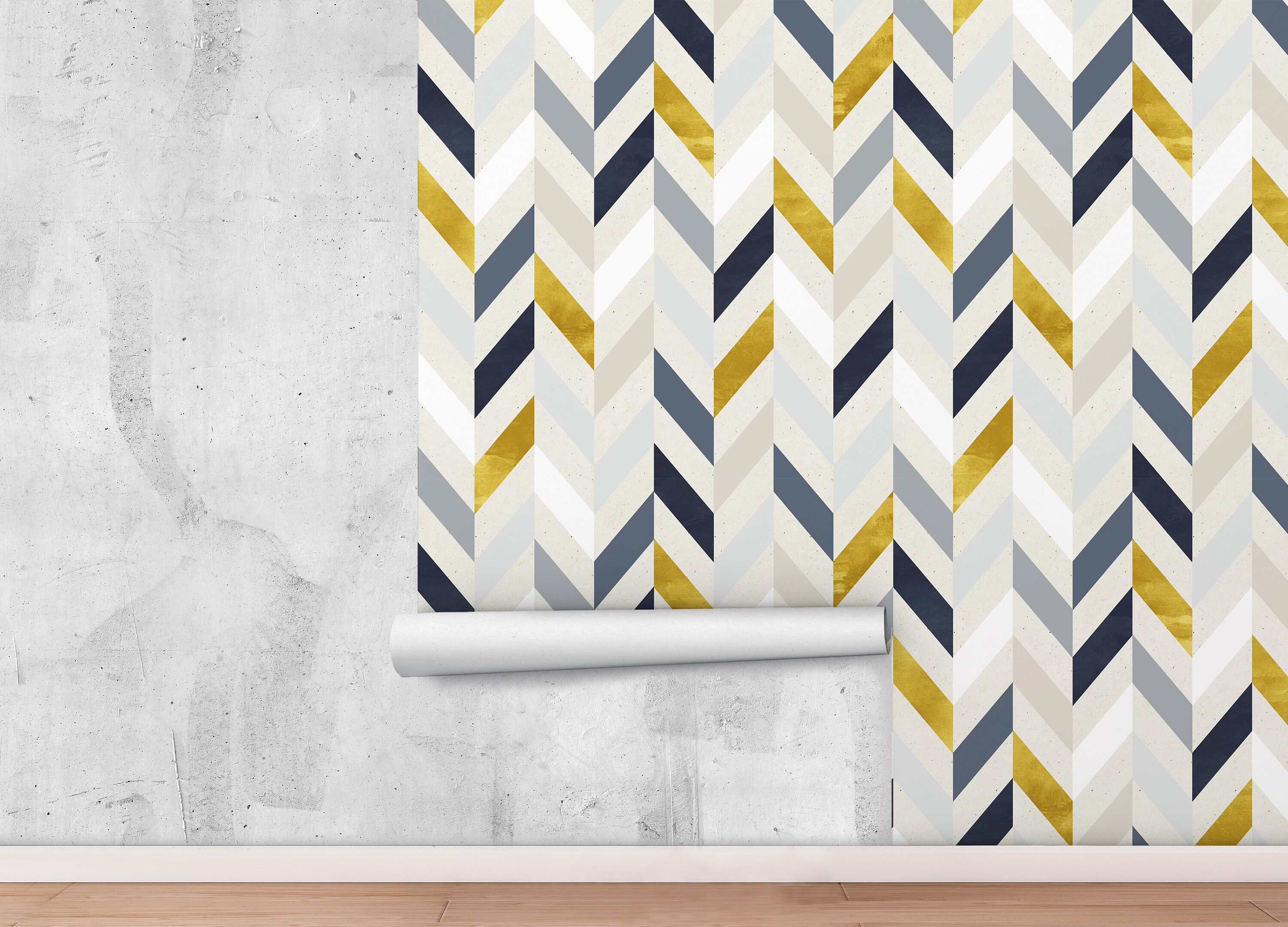 Peel and Stick Wallpaper With Chevron Pattern Geometric Etsy UK