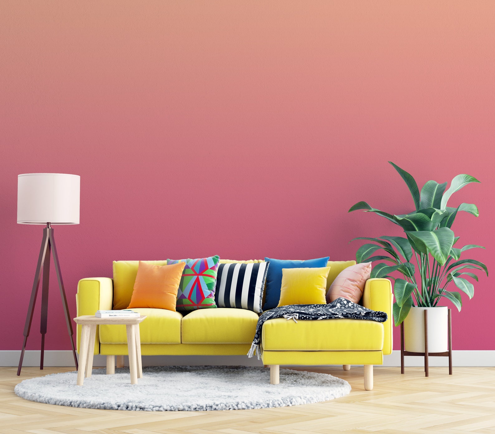 Selfadhesive Wallpaper Pink Color Gradient Fade to Pink Etsy