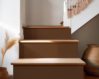 Vinilos decorativos color marrón chocolate para escaleras / Juego de 12 pegatinas removibles para escaleras / Vinilos para suelo y pared
