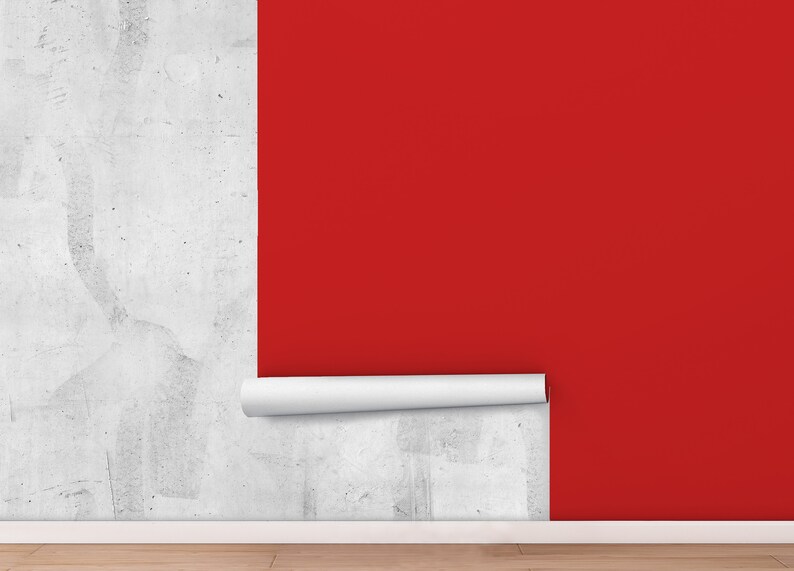 Peel And Stick Wallpaper Bright Red solid color Home Decor Etsy