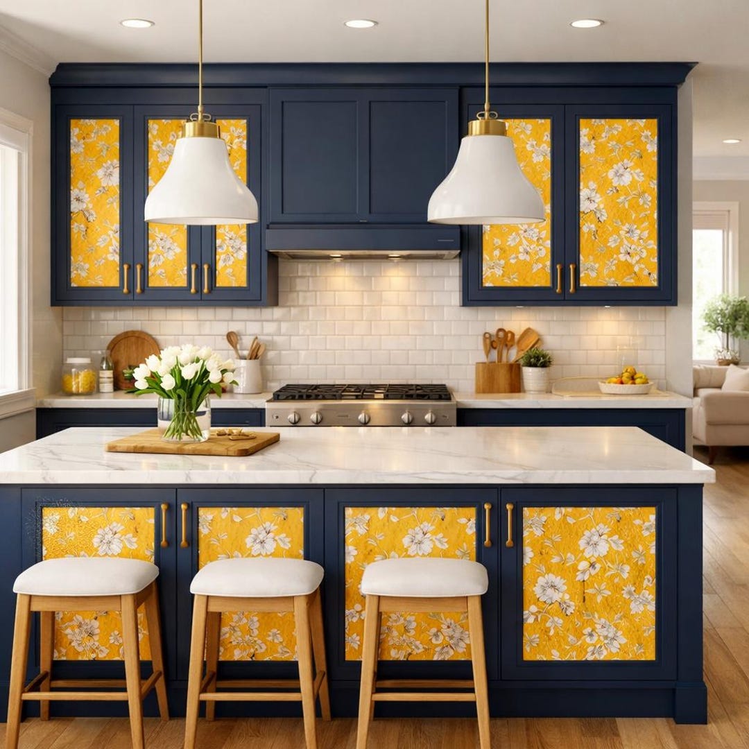 Custom Kitchen Cabinet Wrap Peel and Stick Vinyl Cabinet Veneer Sticker ...