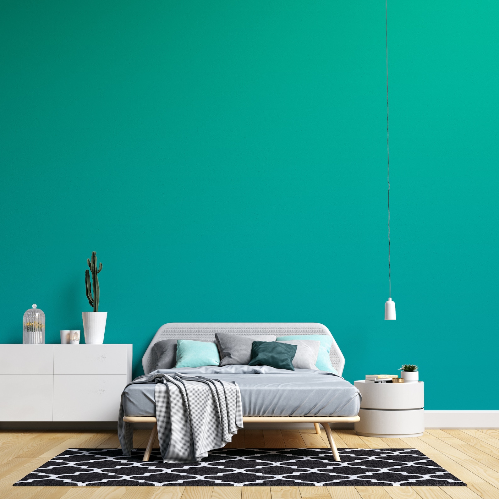 Peel and Stick Wallpaper Teal Color Gradient Teal Ombre Etsy