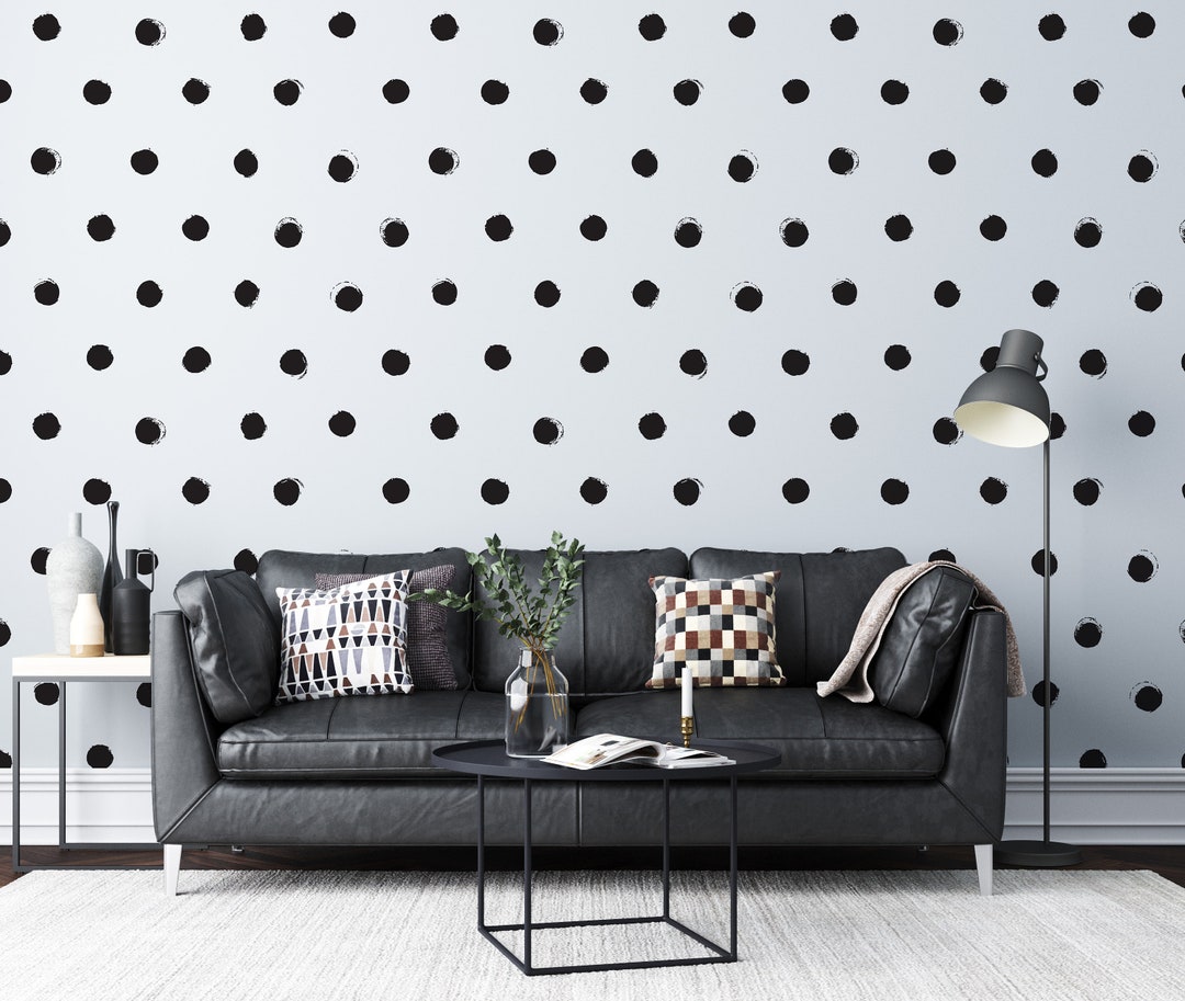 Polka Dot Peel and Stick Wallpaper, Removable Black White Wall Mural - Etsy