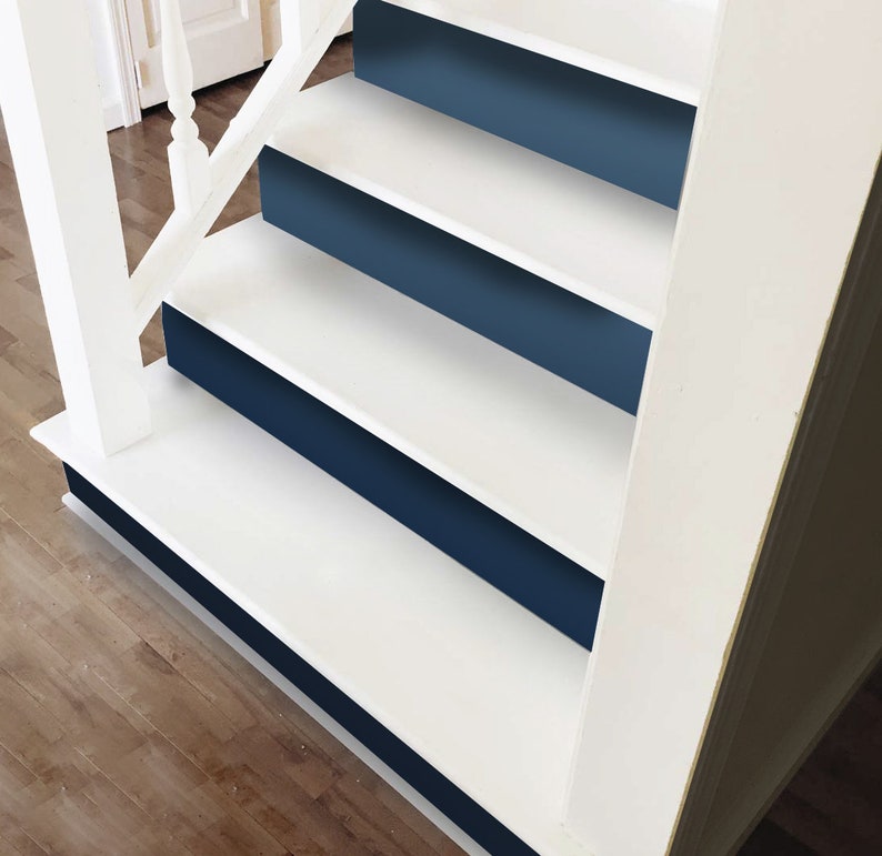 Stair Riser Removable Wallpaper for stairs with Blue gradient, Navy Blue Ombre, Self Adhesive Stair Sticker, NWG033 image 3