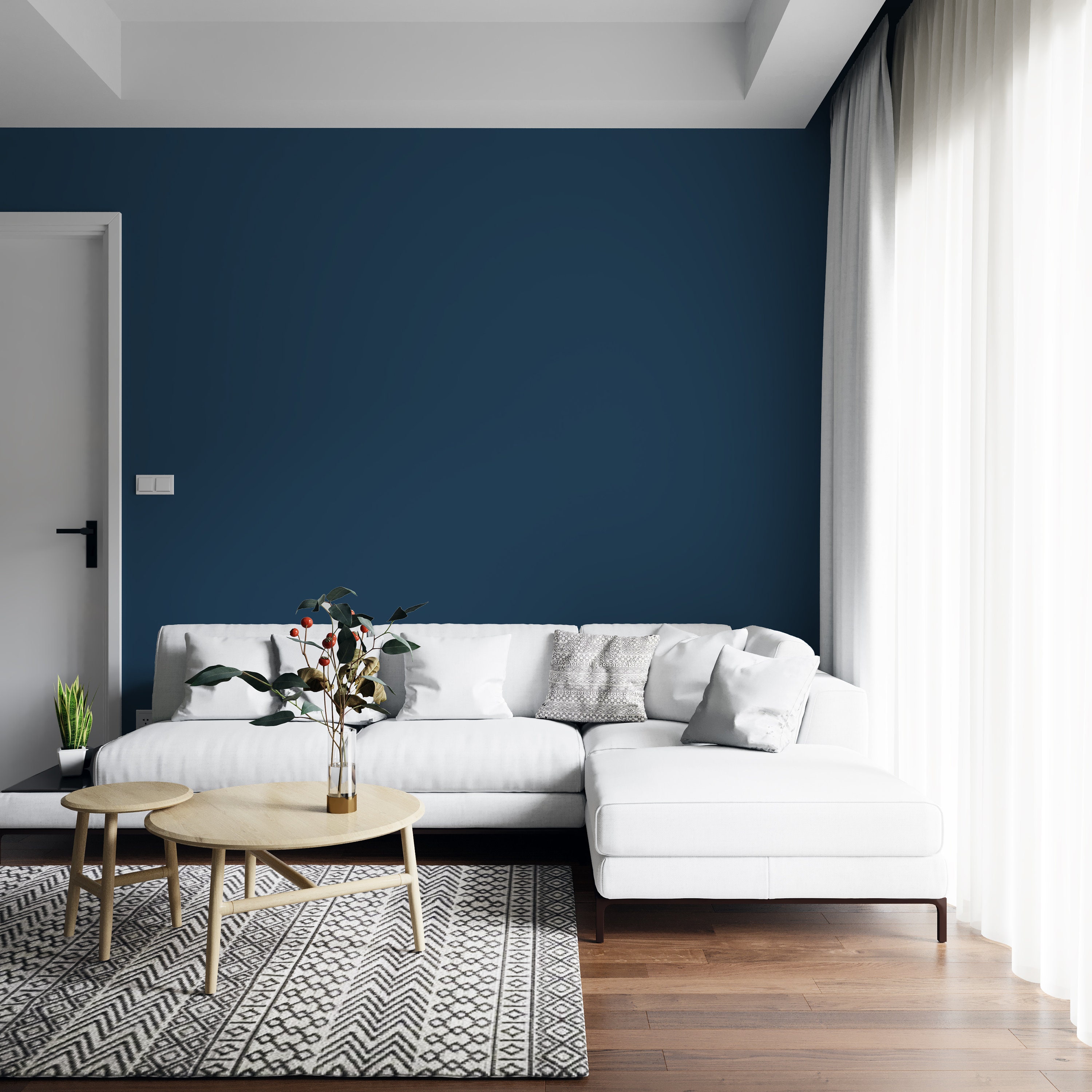 Peel and Stick Wallpaper Dark Blue Solid Color Wallpaper for Etsy