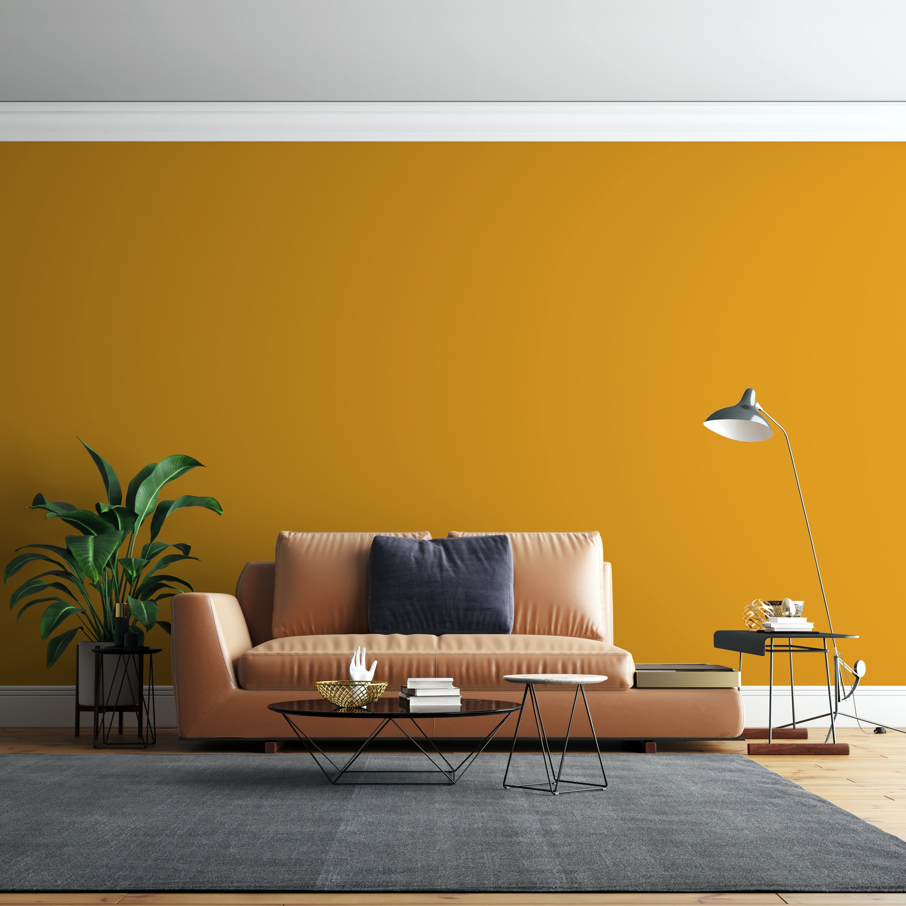 Peel And Stick Wallpaper Yellow solid color Wallpaper Home | Etsy
