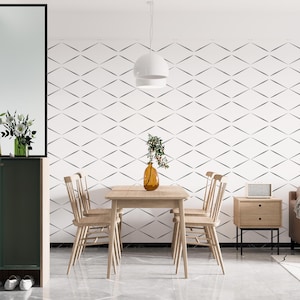 Carta da parati geometrica in bianco e nero, staccabile e attaccabile, murale Art Déco, carta da parati moderna rimovibile per il soggiorno