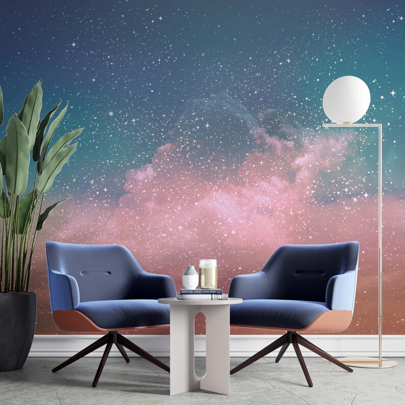 Peel and Stick Mural With Pink Sky Abstract Wallpaper Mural Etsy